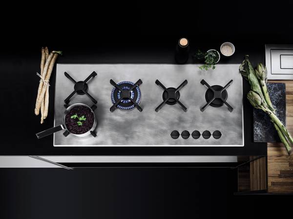 100 cm Unique built-in hob 2 gas burners + 2 gas fish burner + triple ring